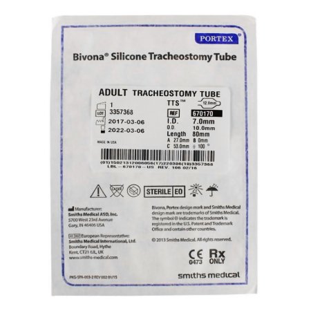 Cuffed Tracheostomy Tube Bivona® TTS™ Disposable IC Size 7.0 Adult