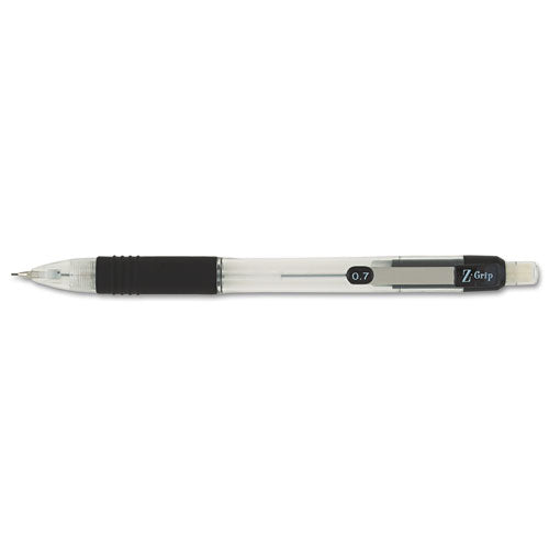 Z-Grip Mechanical Pencil, 0.7 mm, HB (#2), Black Lead, Clear/Black Barrel, Dozen