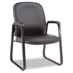 Alera Genaro Bonded Leather High-Back Guest Chair, 24.60" x 24.80" x 36.61", Black Seat, Black Back, Black Base