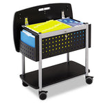 Scoot Mobile File, Metal, 2 Shelves, 2 Bins, 29.75" x 18.75" x 27", Black/Silver