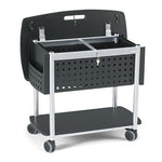 Scoot Mobile File, Metal, 2 Shelves, 2 Bins, 29.75" x 18.75" x 27", Black/Silver