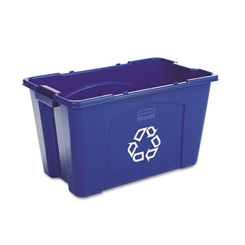 Stacking Recycle Bin, 18 gal, Polyethylene, Blue