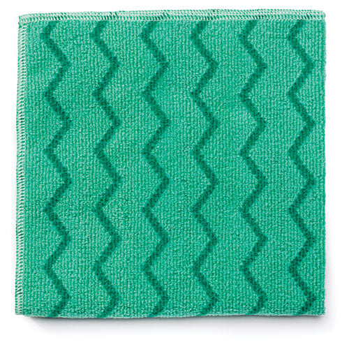 Reusable Cleaning Cloths, Microfiber, 16 x 16, Green, 12/Carton