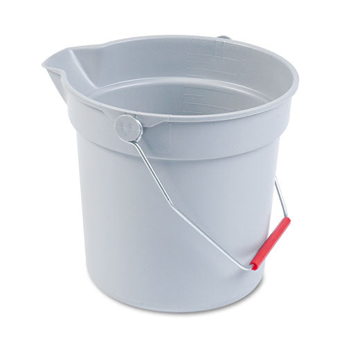 10 Quart Plastic Utility Pail, Plastic, Gray, 10.5" dia