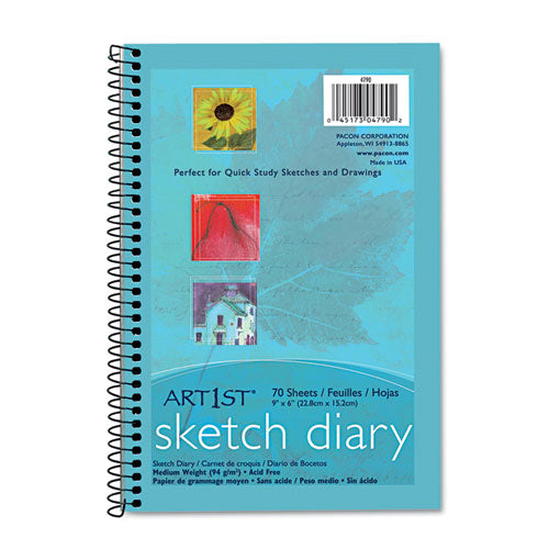 Art1st Sketch Diary, 64 lb Text Paper Stock, Blue Cover, (70) 9 x 6 Sheets