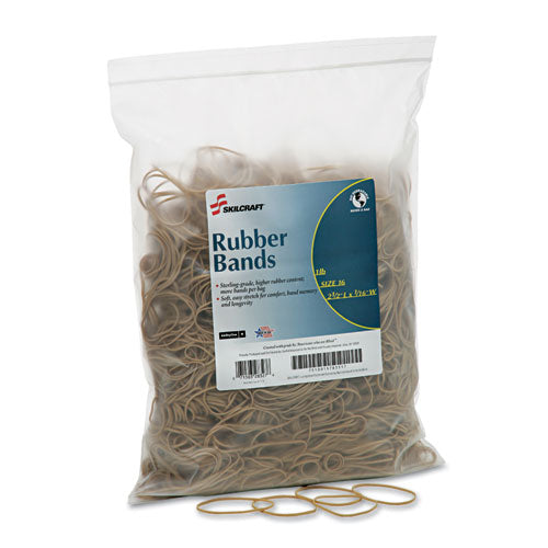 7510015783517 SKILCRAFT Rubber Bands, Size 16, 0.03" Gauge, Beige, 1 lb Box, 2,300/Pack