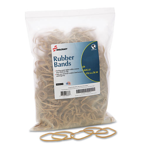 7510015783513 SKILCRAFT Rubber Bands, Size 33, 0.03" Gauge, Beige, 1 lb Box, 850/Pack