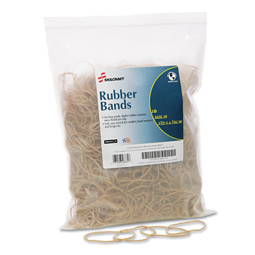 7510015783515 SKILCRAFT Rubber Bands, Size 19, 0.03" Gauge, Beige, 1 lb Box, 1,700/Pack