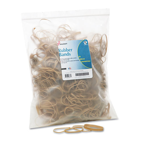 7510015783514 SKILCRAFT Rubber Bands, Size 54 (Assorted), Assorted Gauges, Beige, 1 lb Box, 1,900/Pack