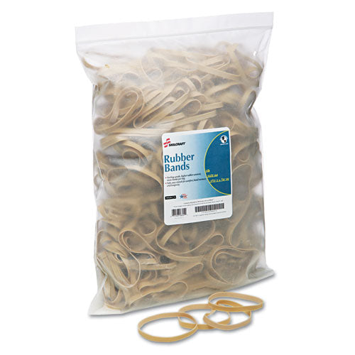 7510010589974 SKILCRAFT Rubber Bands, Size 64, 0.03" Gauge, Beige, 1 lb Box, 400/Pack