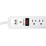 Surge Protector, 7 AC Outlets, 4 ft Cord, 1,080 J, White