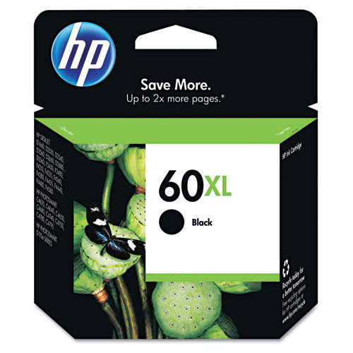 HP 60XL, (CC641WN) High-Yield Black Original Ink Cartridge