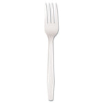 Mediumweight Polystyrene Cutlery, Fork, White, 100/Box