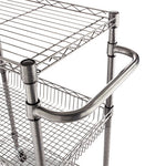 Three-Tier Wire Cart with Basket, Metal, 2 Shelves, 1 Bin, 500 lb Capacity, 28" x 16" x 39", Black Anthracite