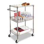 Three-Tier Wire Cart with Basket, Metal, 2 Shelves, 1 Bin, 500 lb Capacity, 28" x 16" x 39", Black Anthracite