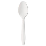 Mediumweight Polypropylene Cutlery, Teaspoon, White, 1000/Carton