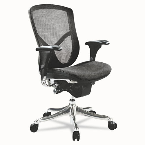 Alera EQ Series Ergonomic Multifunction Mid-Back Mesh Chair, Supports Up to 250 lb, Black Seat/Back, Aluminum Base