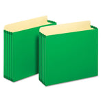 File Cabinet Pockets, 3.5" Expansion, Letter Size, Green, 10/Box