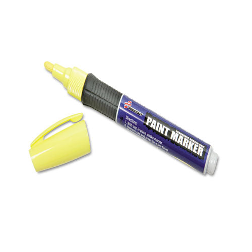 7520015889097 SKILCRAFT Paint Marker, Ergonomic Rubber Grip, Medium Bullet Tip, Yellow, 6/Pack