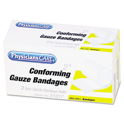 First Aid Conforming Gauze Bandage, Non-Steriile, 2" Wide, 2/Box