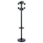 Stan3 Steel Coat Rack, Stand Alone Rack, Eight Knobs, 15w x 15d x 69.3h, Black