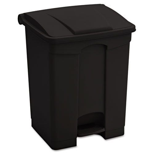 Large Capacity Plastic Step-On Receptacle, 17 gal, Plastic, Black