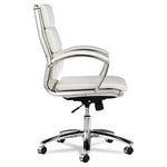 Alera Neratoli Mid-Back Slim Profile Chair, Faux Leather, Up to 275 lb, 18.3" to 21.85" Seat Height, White Seat/Back, Chrome