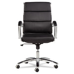 Alera Neratoli Mid-Back Slim Profile Chair, Faux Leather, Supports Up to 275 lb, Black Seat/Back, Chrome Base