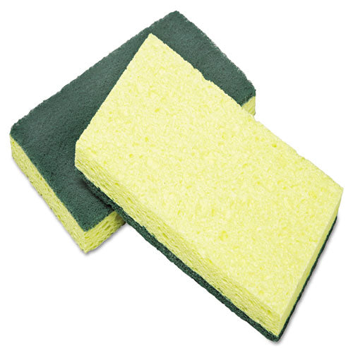 7920015664130, SKILCRAFT, Cellulose Scrubber Sponge, 3.25 x 6.25, 0.75" Thick, Yellow/Green, 3/Pack