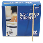 Wood Coffee Stirrers, 5.5", 10,000/Carton