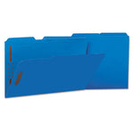 Deluxe Reinforced Top Tab Fastener Folders, 0.75" Expansion, 2 Fasteners, Legal Size, Blue Exterior, 50/Box