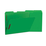 Deluxe Reinforced Top Tab Fastener Folders, 0.75" Expansion, 2 Fasteners, Letter Size, Green Exterior, 50/Box