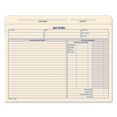 Job Folder, Straight Tabs, Letter Size, Manila, 20/Pack