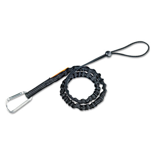 Squids 3100 Lanyard w/Aluminum Carabiner + Cinch-Loop, 10 lb Max Working Cap, 35" to 45" Long, Black, Ships in 1-3 Bus Days