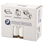 Low-Density Commercial Can Liners, Coreless Interleaved Roll, 30 gal, 0.7 mil, 30" x 36", White, 25 Bags/Roll, 8 Rolls/Carton