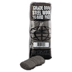 Industrial-Quality Steel Wool Hand Pads, #000 Extra Fine, Steel Gray, 16 Pads/Sleeve, 12 Sleeves/Carton