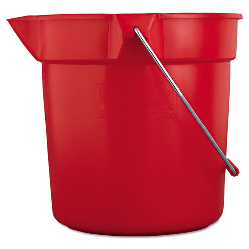 BRUTE Round Utility Pail, 10 qt, Plastic, Red, 10.5" dia