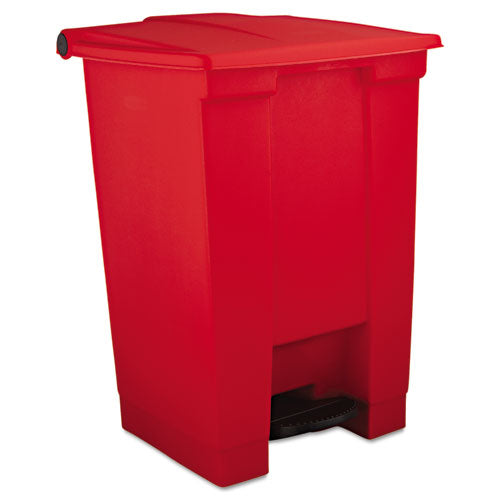 Indoor Utility Step-On Waste Container, 12 gal, Plastic, Red