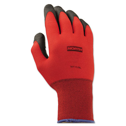 NorthFlex Red Foamed PVC Gloves, Red/Black, Size 9/Large, 12 Pairs