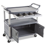 Xtra Instrument Cart with Locking Storage Area, Plastic, 3 Shelves, 300 lb Capacity, 20" x 40.63" x 37.8", Gray