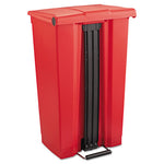 Indoor Utility Step-On Waste Container, 23 gal, Plastic, Red