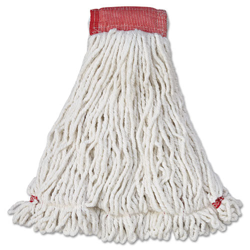 Web Foot Wet Mop Head, Shrinkless, Cotton/Synthetic, White, Large, 6/Carton