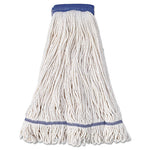 Super Loop Wet Mop Head, Cotton/Synthetic Fiber, 5" Headband, X-Large Size, White, 12/Carton