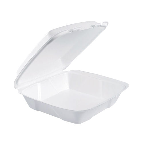 Foam Hinged Lid Containers, 9 x 9 x 3, White, 200/Carton