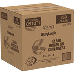 StayLock Clear Hinged Lid Containers, 7.8 x 8.3 x 3, Clear, Plastic, 125/Bag, 2 Bags/Carton