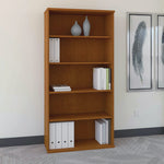 Series C Collection Bookcase, Five-Shelf, 35.63w x 15.38d x 72.78h, Natural Cherry