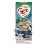 Liquid Coffee Creamer, Zero Sugar French Vanilla, 0.38 oz Mini Cups, 50/Box