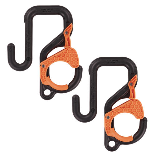 Squids 3178 Locking Aerial Bucket Hook, Tethering Point, 9.06 x 7.09 x 2.17, Black/Orange, Supports 40 lbs, 2/Pack