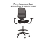 Essentials Mesh Back Drafting Stool, Adjustable Lumbar Support, Supports Up to 275 lb, 26.6" to 33.6" Seat Height, Black