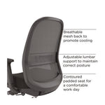 Essentials Mesh Back Fabric Task Chair, Adjustable Lumbar Support, Supports Up to 275 lb, 18.31" to 22.17" Seat Height, Black